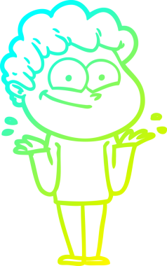 Bir insan tarafından çizilmiş mutlu bir adamın soğuk çizgi çizimi.