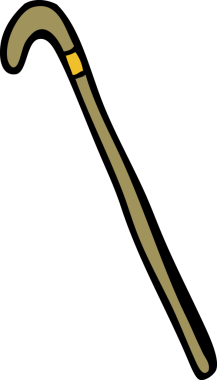 Bir insan tarafından çizilmiş çizgi film bastonu.