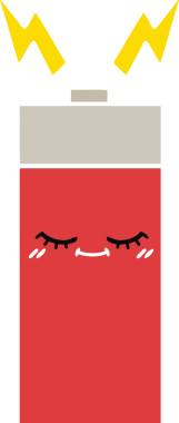 Bir insan tarafından çizilmiş düz renk retro pili.