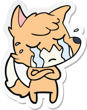 Bir insan tarafından çizilmiş ağlayan tilki çizgi filminin çıkartması.