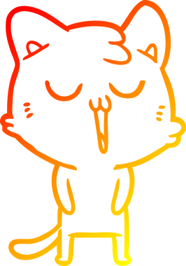 Bir insan tarafından çizilmiş çizgi film kedisinin sıcak çizgi çizimi