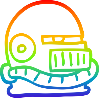 gökkuşağı gradyan çizgi çizimi bir insan tarafından çizilmiş fütürist bir miğfer