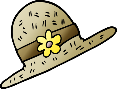 Bir insan tarafından çizilmiş vektör gradyan çizgi film hasır şapkası