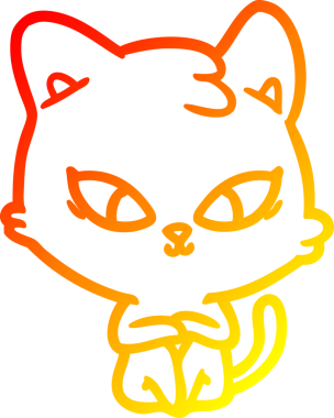 Bir insan tarafından çizilmiş sevimli bir çizgi film kedisinin sıcak çizgi çizgisi.