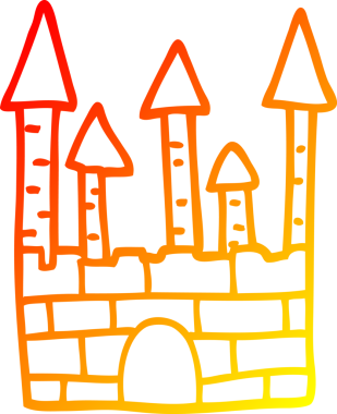 Bir insan tarafından çizilmiş geleneksel bir kalenin sıcak çizgi çizimi