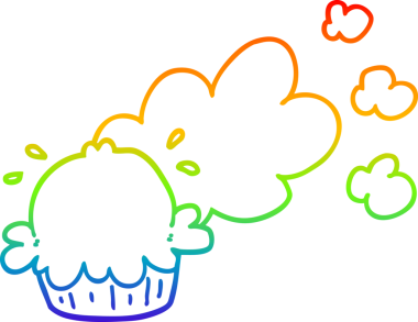 Gökkuşağı gradyan çizgisi bir insan tarafından çizilmiş şirin bir karikatür turtası