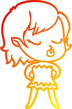 Bir insan tarafından çizilmiş sevimli bir vampir kız çizgi çizimi.