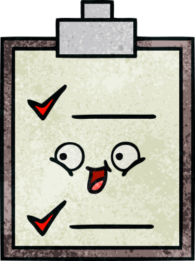 Bir insan tarafından çizilmiş kontrol listesinin retro grunge desen karikatürü