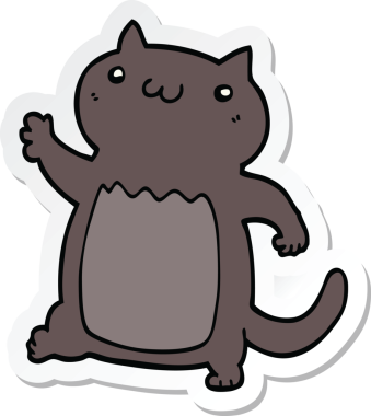 Bir insan tarafından çizilmiş çizgi film kedisinin çıkartması.