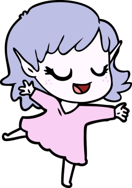 Bir insan tarafından çizilmiş mutlu elf kızı.