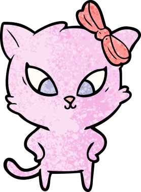 Bir insan tarafından çizilmiş çizgi film kedisi.