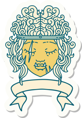 Bir insan tarafından çizilmiş ork barbar karakter suratı çıkartması.