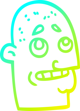 Bir insan tarafından çizilmiş kel bir adamın soğuk çizgi çizimi.