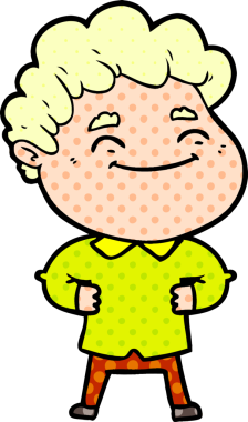 Bir insan tarafından çizilmiş çizgi film dostu bir adam.