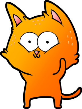 Bir insan tarafından çizilmiş çizgi film kedisi.