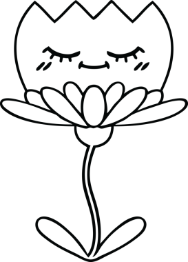 Bir insan tarafından çizilmiş bir çiçeğin çizgi çizimi