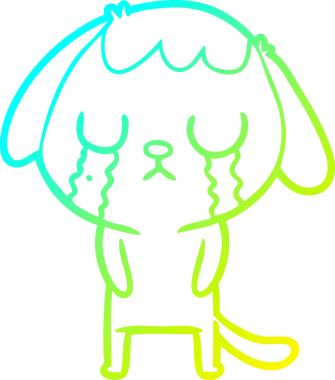 Bir insan tarafından çizilmiş ağlayan şirin bir köpeğin soğuk gradyan çizimi.