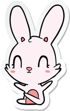 Bir insan tarafından çizilmiş şirin bir tavşanın çıkartması.