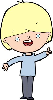 Bir insan tarafından çizilmiş mutlu çocuk çizgi filmi.