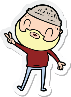 Bir insan tarafından çizilmiş sakallı bir adamın çıkartması.