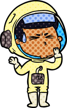 Çizgi film bir insan tarafından çizilmiş astronot.