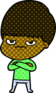 Bir insan tarafından çizilmiş kızgın bir çocuk.