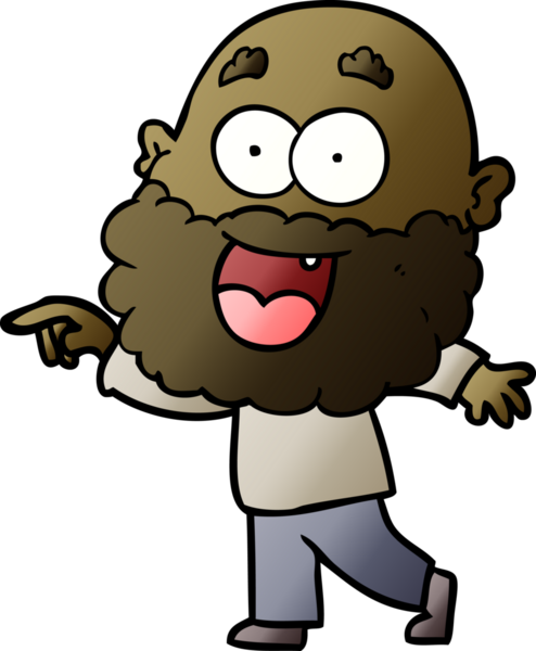 Bir insan tarafından çizilmiş sakallı çılgın, mutlu bir adam.