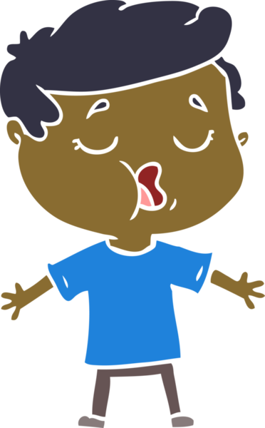 Bir insan tarafından çizilmiş düz renkli karikatür adam