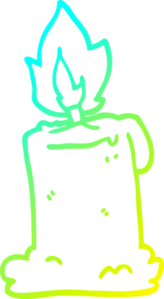 Bir insan tarafından çizilmiş yanan bir mumun soğuk gradyan çizgisi.