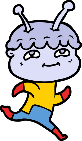 Bir insan tarafından çizilen dost canlısı çizgi film uzay adamı.