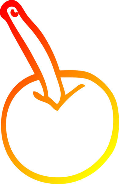 Bir insan tarafından çizilmiş bir kiraz çizgisinin sıcak gradyan çizimi