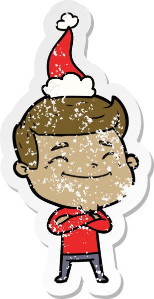Noel Baba şapkası takan bir adamın insan tarafından çizilmiş üzgün çıkartması.