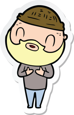 Bir insan tarafından çizilmiş sakallı bir adamın çıkartması.