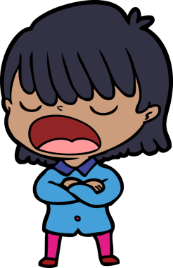 Çizgi filmdeki kadın bir insan tarafından yüksek sesle çizilmiş.