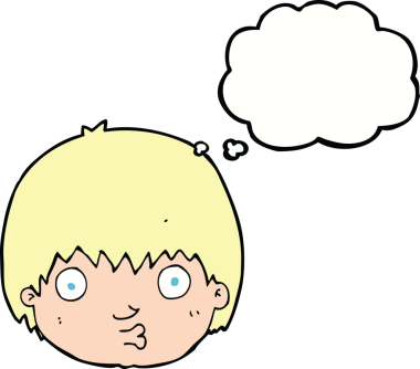 Bir insan tarafından çizilmiş düşünce baloncuğu olan meraklı çocuk.