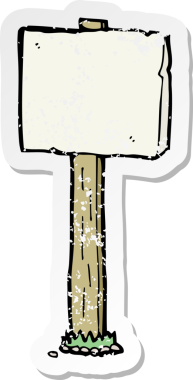 Bir insan tarafından çizilmiş bir çizgi film tabelasının gerilimli çıkartması.