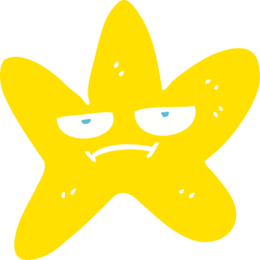 Bir insan tarafından çizilmiş düz renkli çizgi film yıldızı balığı.