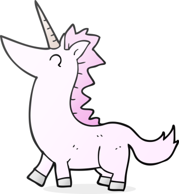 Bir insan tarafından çizilmiş tek boynuzlu at çizimi.