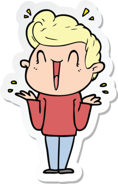 Bir insan tarafından çizilmiş heyecanlı bir adamın çıkartması.