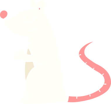 bir insan tarafından çizilmiş düz renk çizgi film beyaz fare