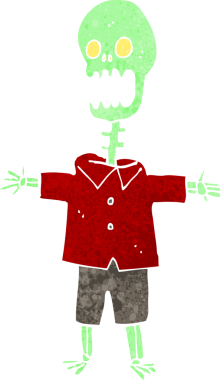 bir insan tarafından çizilmiş karikatür iskeleti