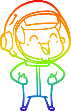 gökkuşağı gradyan çizimi mutlu bir çizgi astronot çizimi bir insan tarafından çizildi