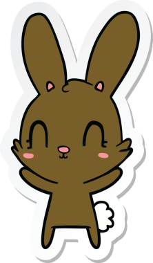 Bir insan tarafından çizilmiş şirin bir tavşanın çıkartması.