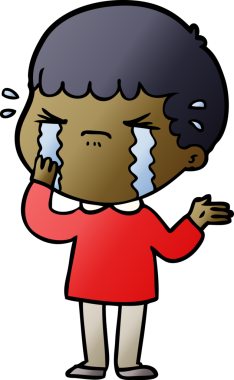 Bir insan tarafından çizilmiş ağlayan çizgi film adamı.