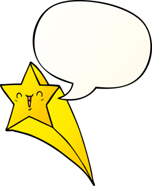 bir insan tarafından çizilmiş, konuşma baloncuklu çizgi film yıldızı.