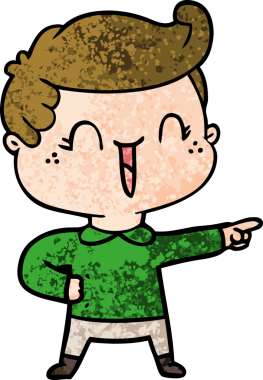 Bir insan tarafından çizilmiş, gülen çocuk.