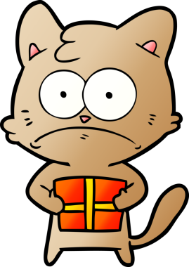 Bir insan tarafından çizilmiş bir çizgi film kedisi.