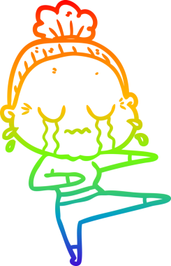 Gökkuşağı gradyan çizimi bir insan tarafından çizilmiş yaşlı bir dansçı kadın karikatürü