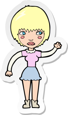 Bir insan tarafından çizilmiş, el sallayan bir kadının çıkartması.