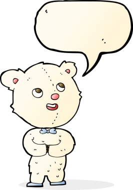 Bir insan tarafından çizilmiş konuşma baloncuklu şirin oyuncak ayı.